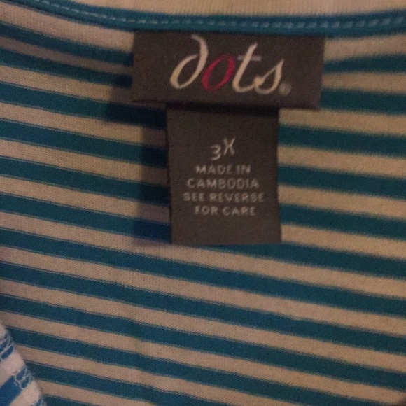 Dots Plus Size 3x white and teal striped top - Picture 7 of 8